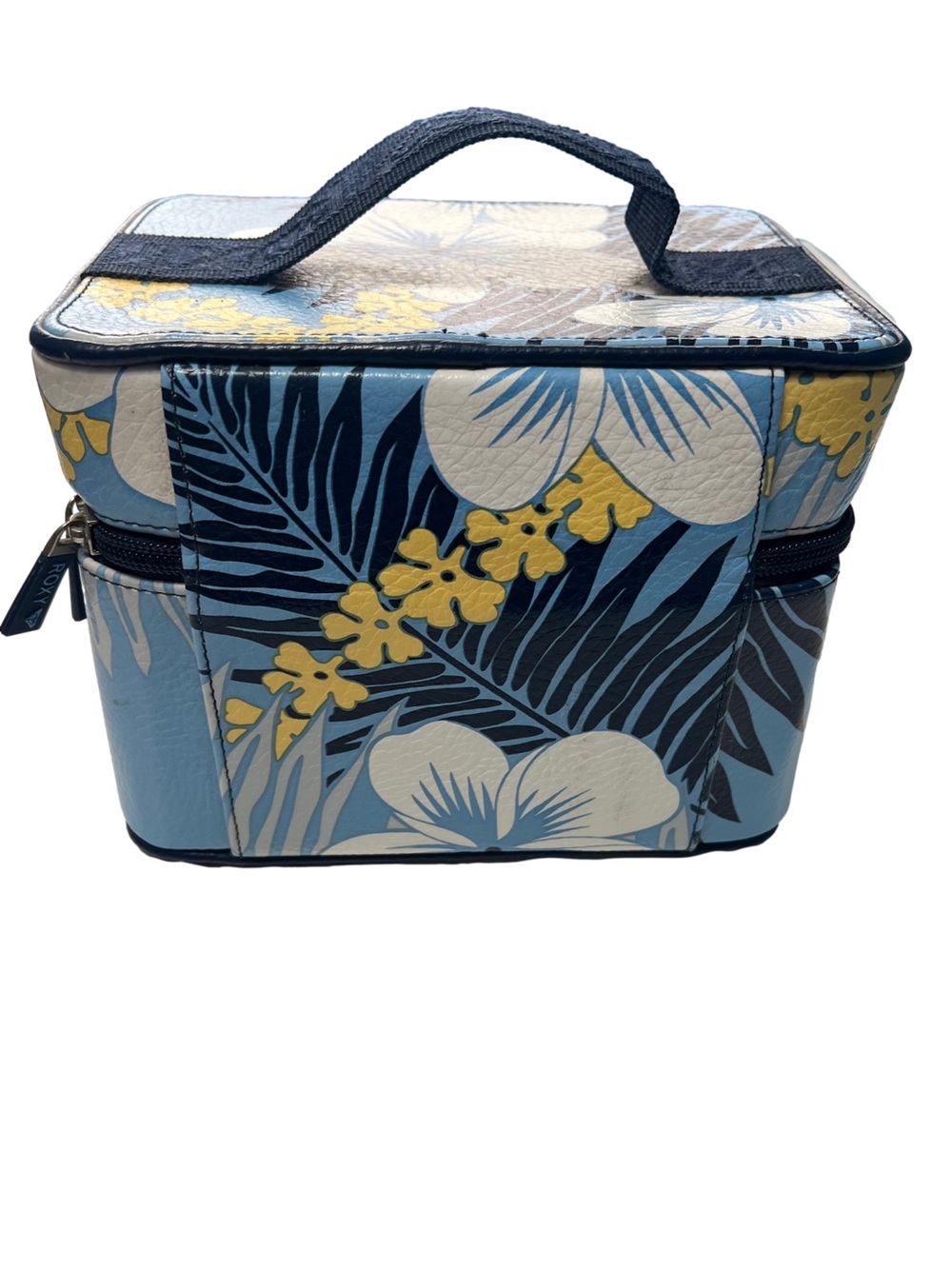 Vintage Y2K Roxy Luggage Make Up Case Blue Hibiscus - Picture 2 of 11